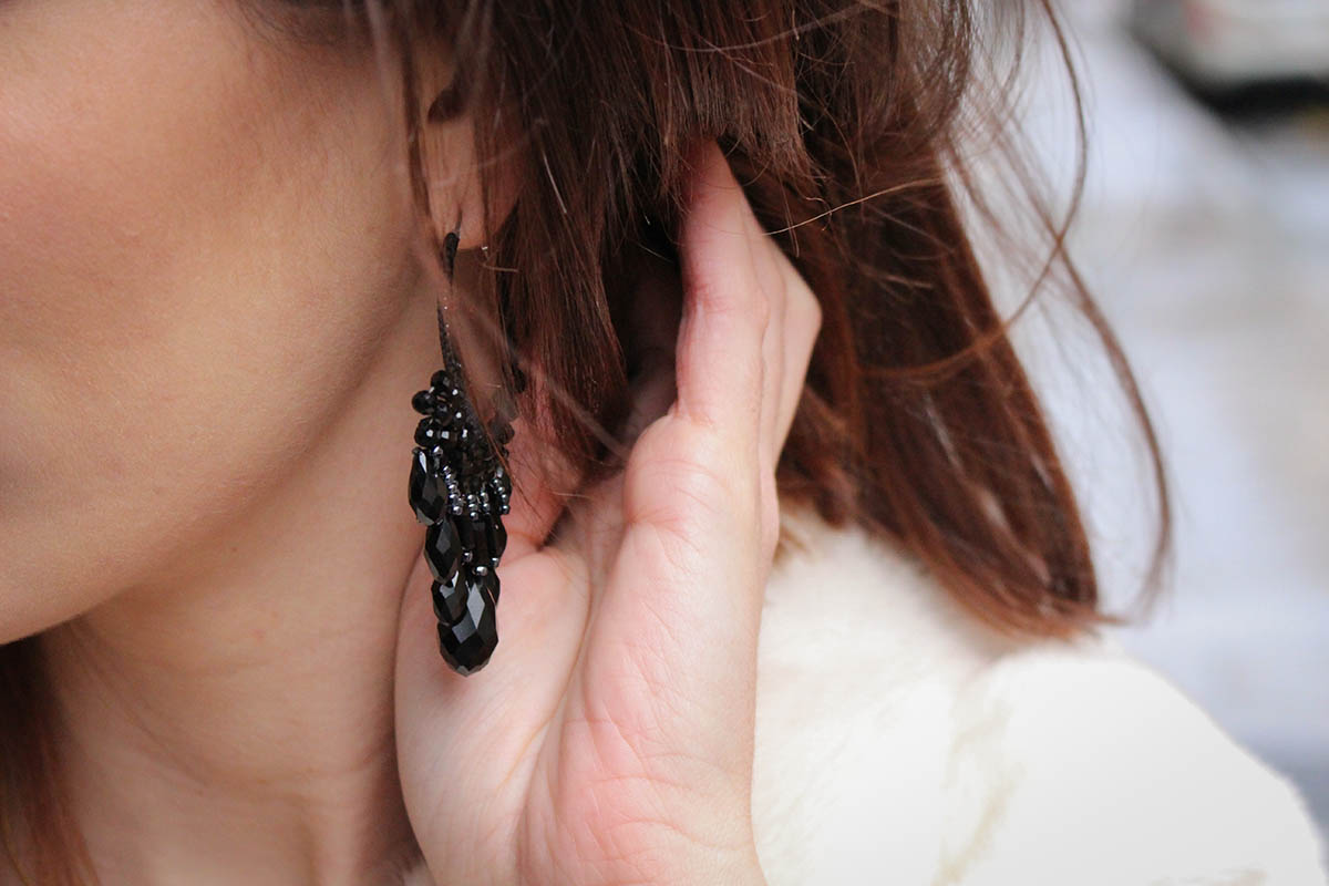 Boucles d'oreilles perles noires